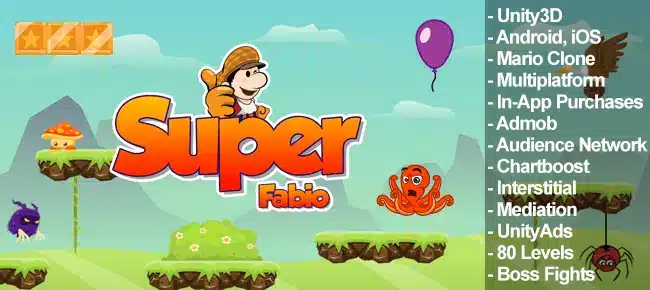 Super Fabio – Unity3D Platformer SellUnitySourceCode screenshot 2
