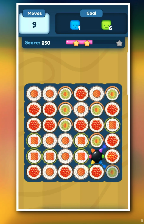 Sushi Match Unity Game Source Code – Match-3 Puzzle Game screenshot 3