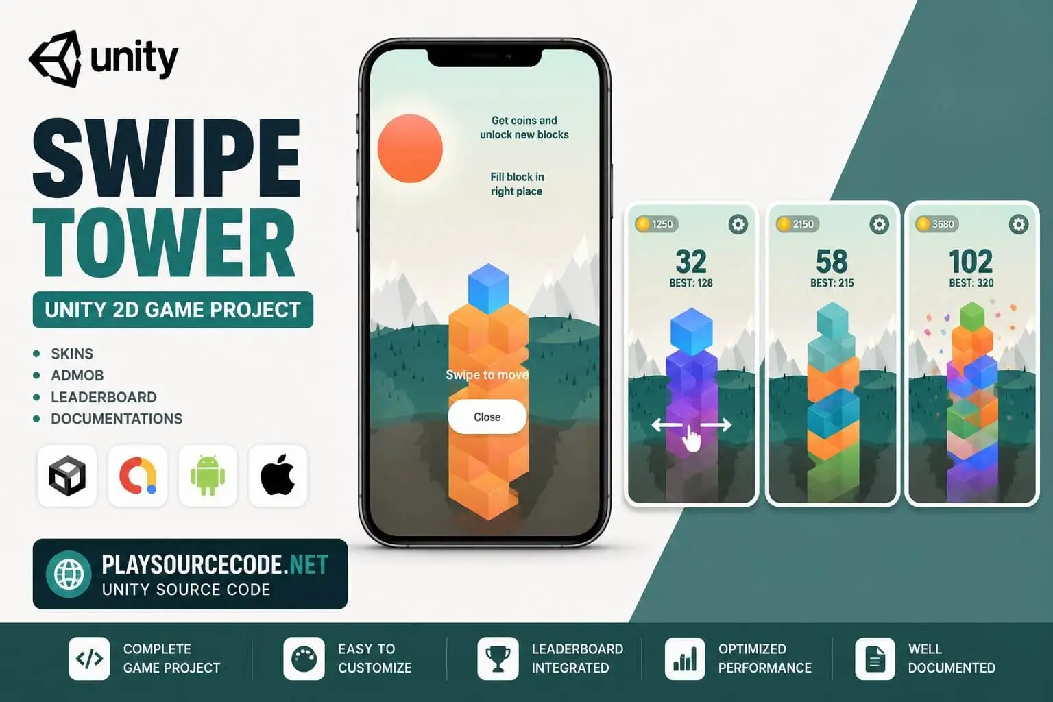 Swipe Tower – Unity project Source Code
