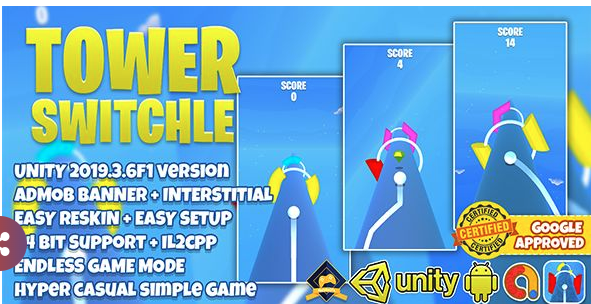 TOWER SWITCHLE UNITY3D + ADMOB + HYPER CASUAL + LATEST API SUPPORT screenshot 2