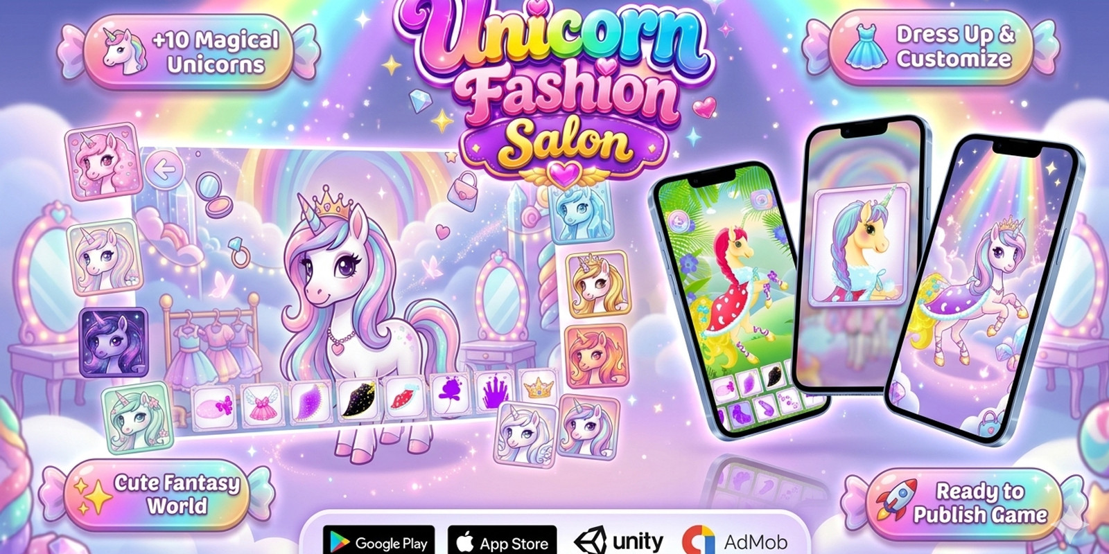 Unicorn Fashion Salon - Unity Source Code source code