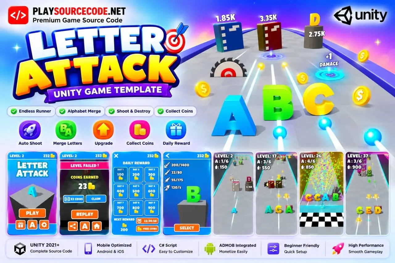 Unity Game Template – Letter Attack.