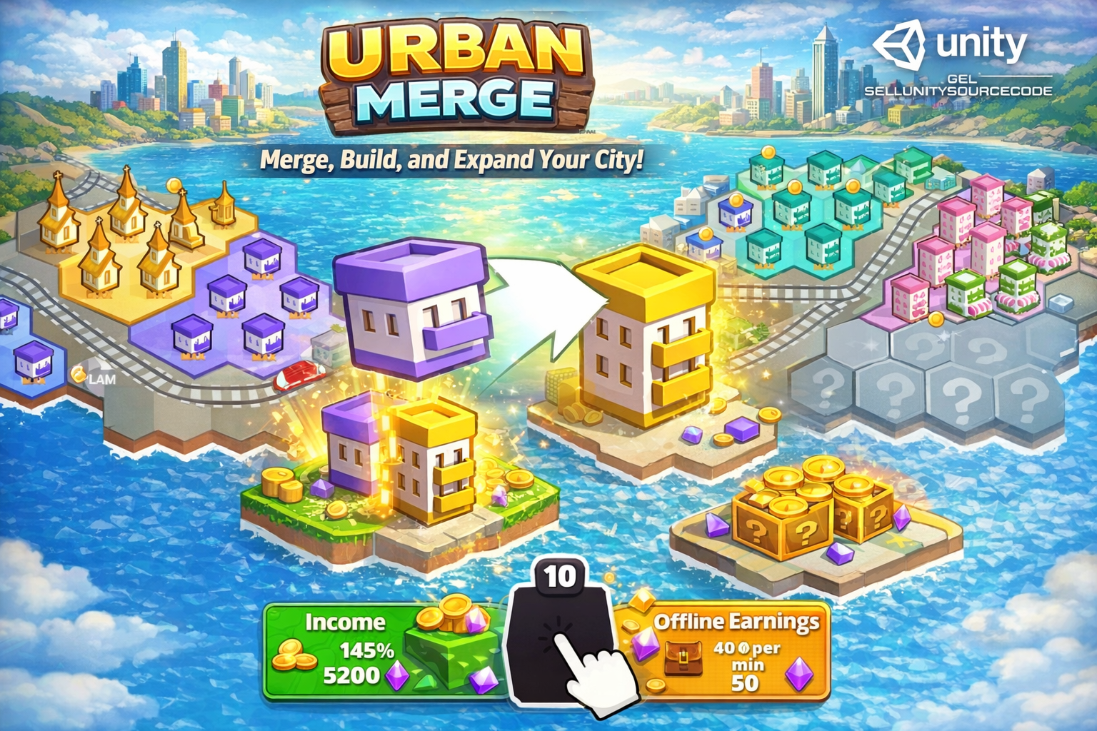 Urban Merge Unity Source Code – Premium Merge & City Building Game source code