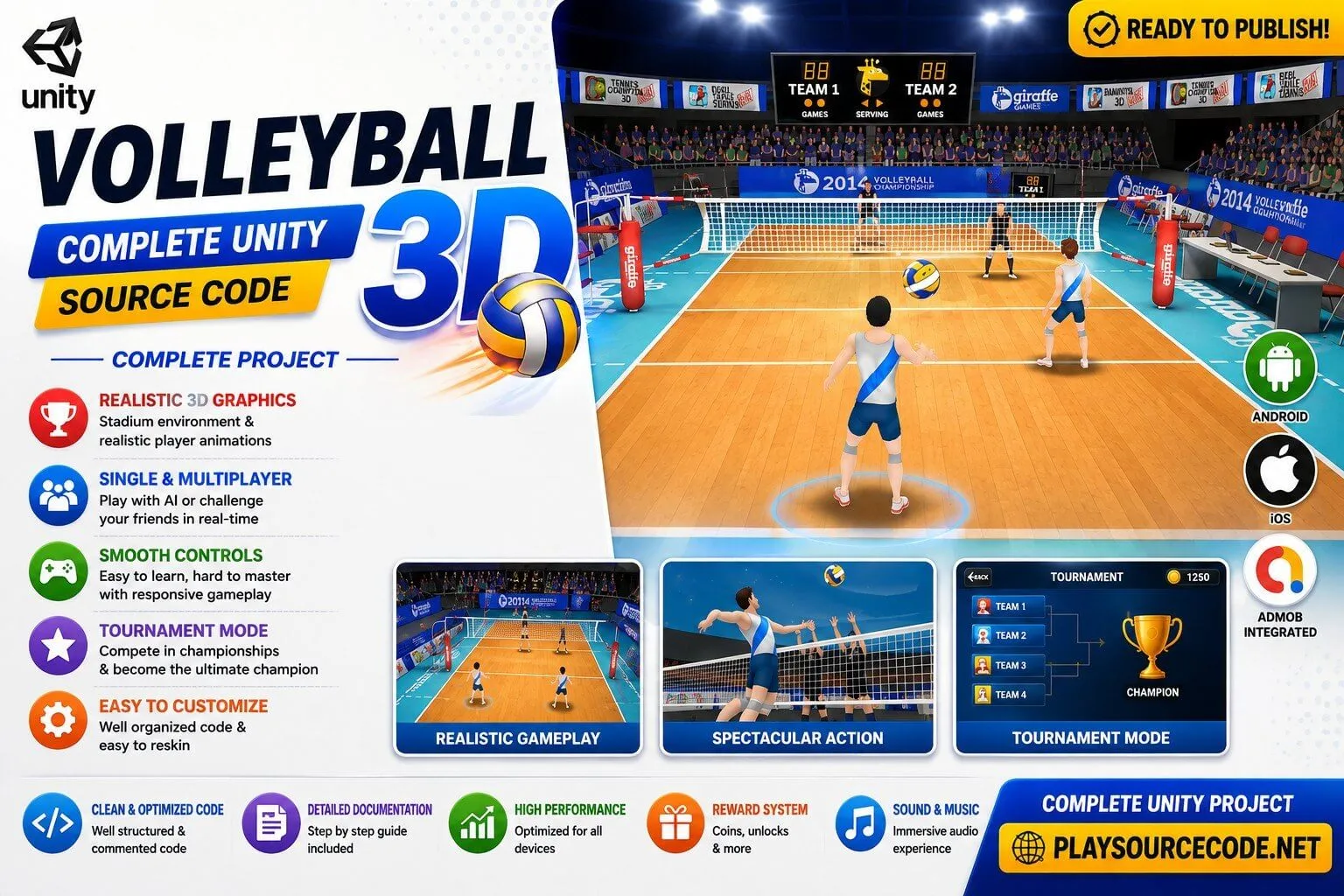 Volleyball 3D Multiplayer – Complete Unity Source Code screenshot 2