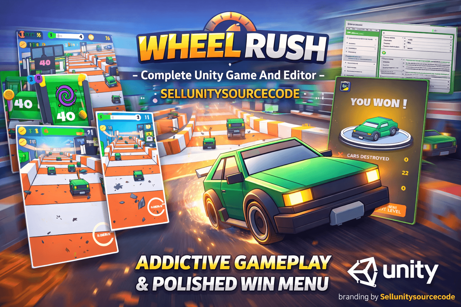 Wheel Rush - Complete Unity Game And Editor source code